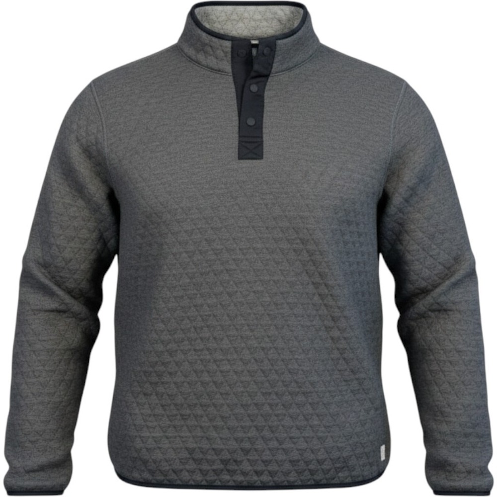 Marine Layer Quilted Pullover Mens L Reversible Grey Corbet Snap Mock Neck EUC